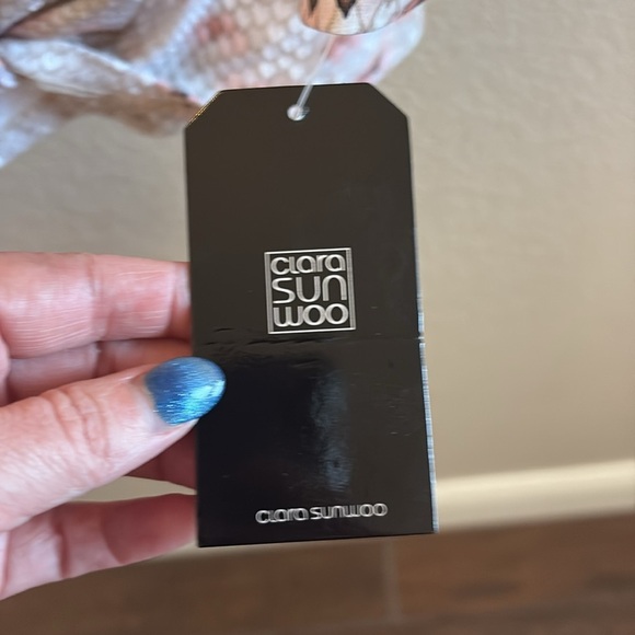 Clara Sun Woo Pink,Tan, White Textured Reptile Print Top/ Size medium/ NWT - Picture 3 of 10